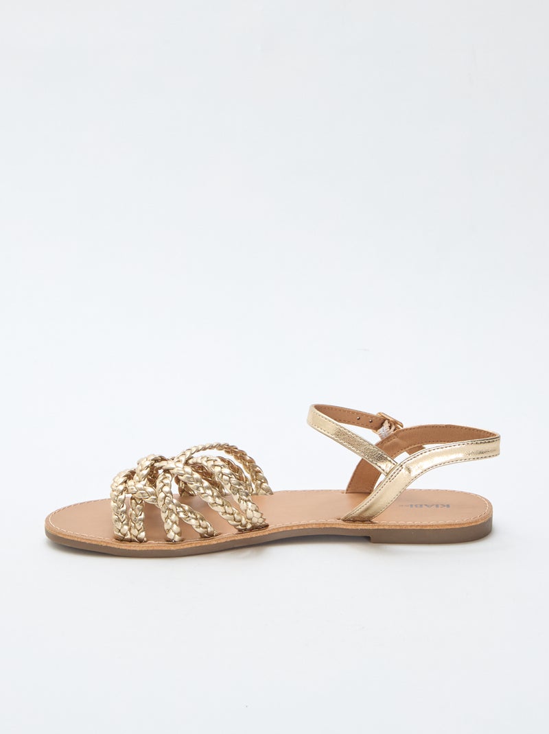 Sandalen met meerdere gevlochten bandjes Geel - Kiabi