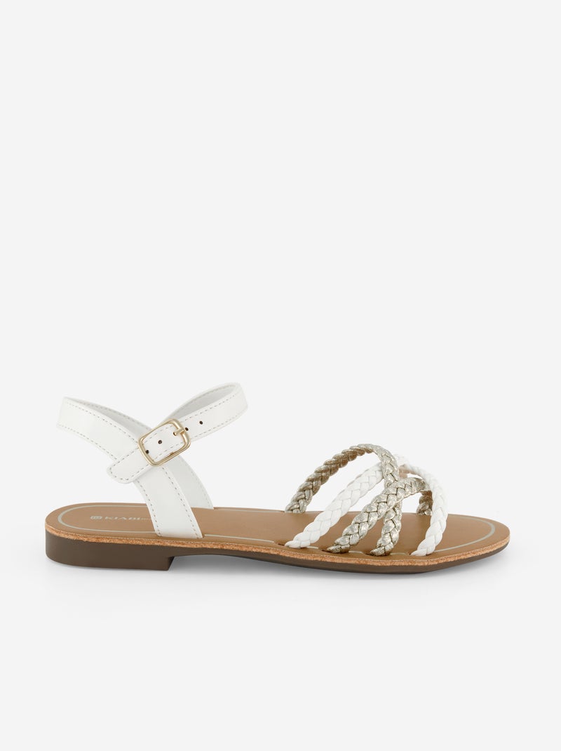 Sandalen met meerdere gevlochten bandjes Wit - Kiabi