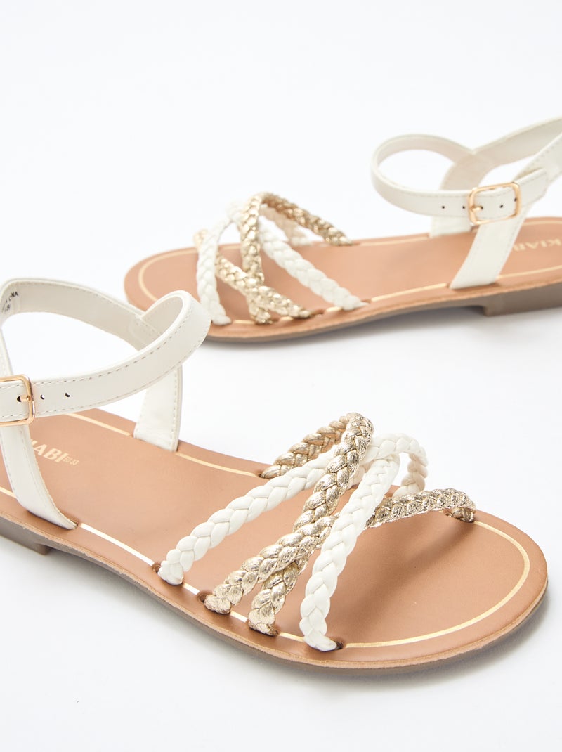 Sandalen met meerdere gevlochten bandjes Wit - Kiabi