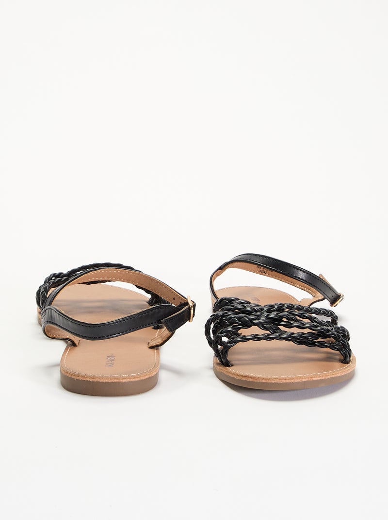 Sandalen met meerdere gevlochten bandjes Zwart - Kiabi