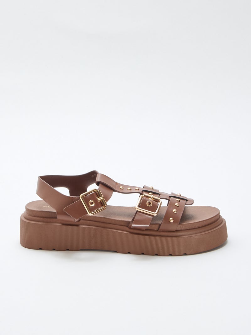 Sandalen met plateauzool Bruin - Kiabi