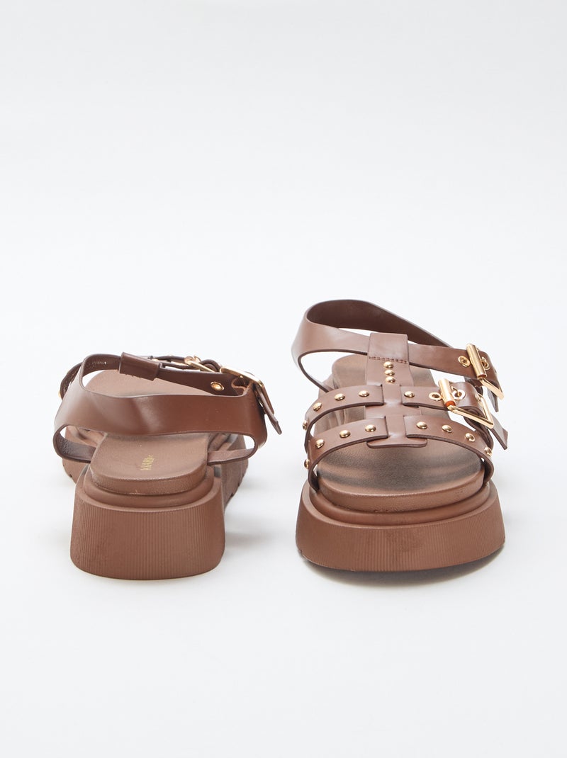 Sandalen met plateauzool Bruin - Kiabi