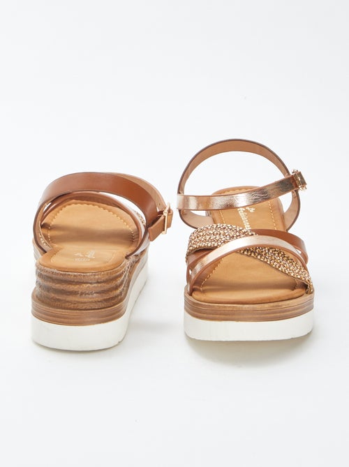 Sandalen met plateauzool en bandjes met stras - Kiabi