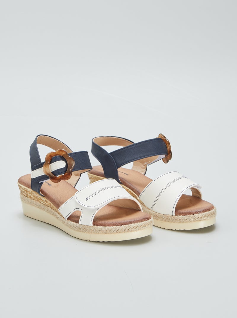 Sandalen met plateauzool en klittenbanden WIT - Kiabi