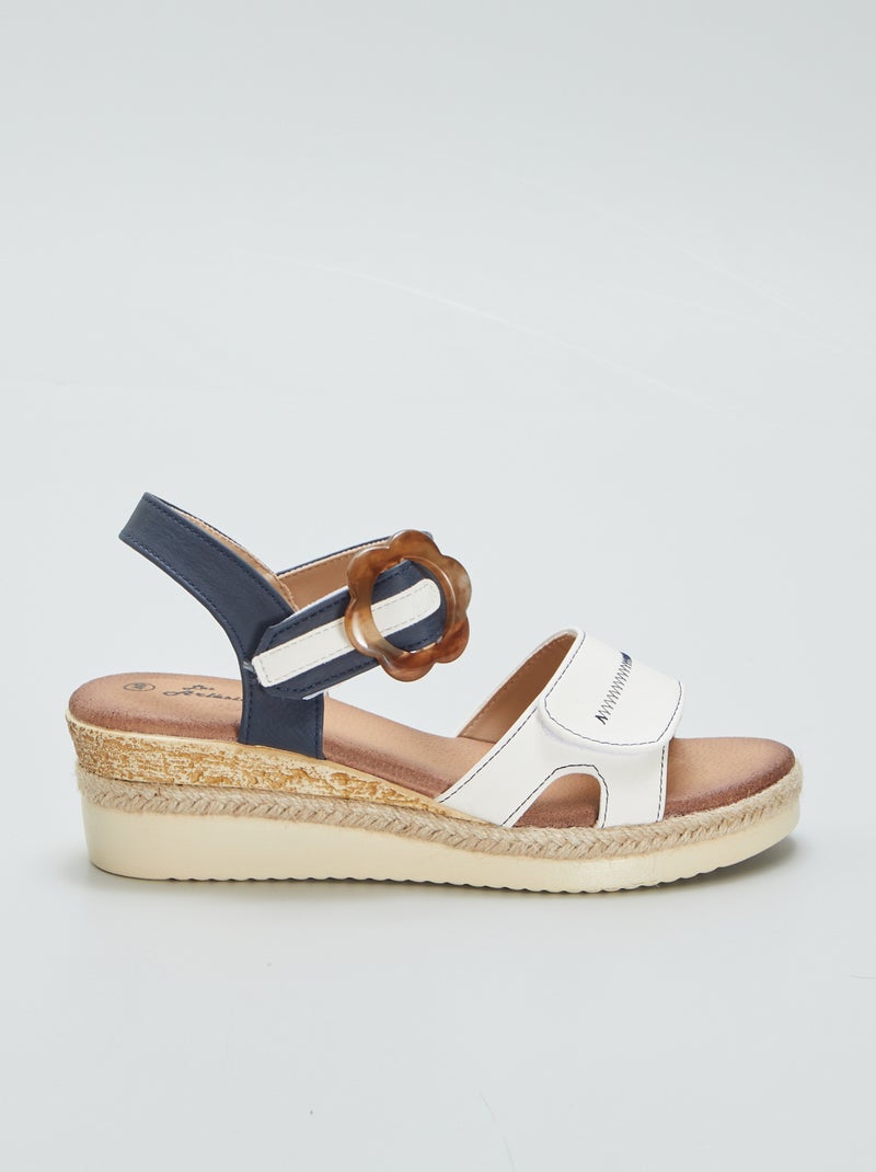 Sandalen met plateauzool en klittenbanden WIT - Kiabi