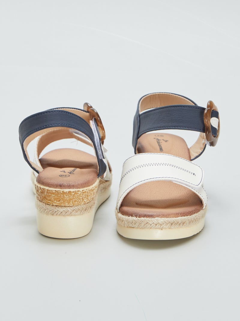 Sandalen met plateauzool en klittenbanden WIT - Kiabi