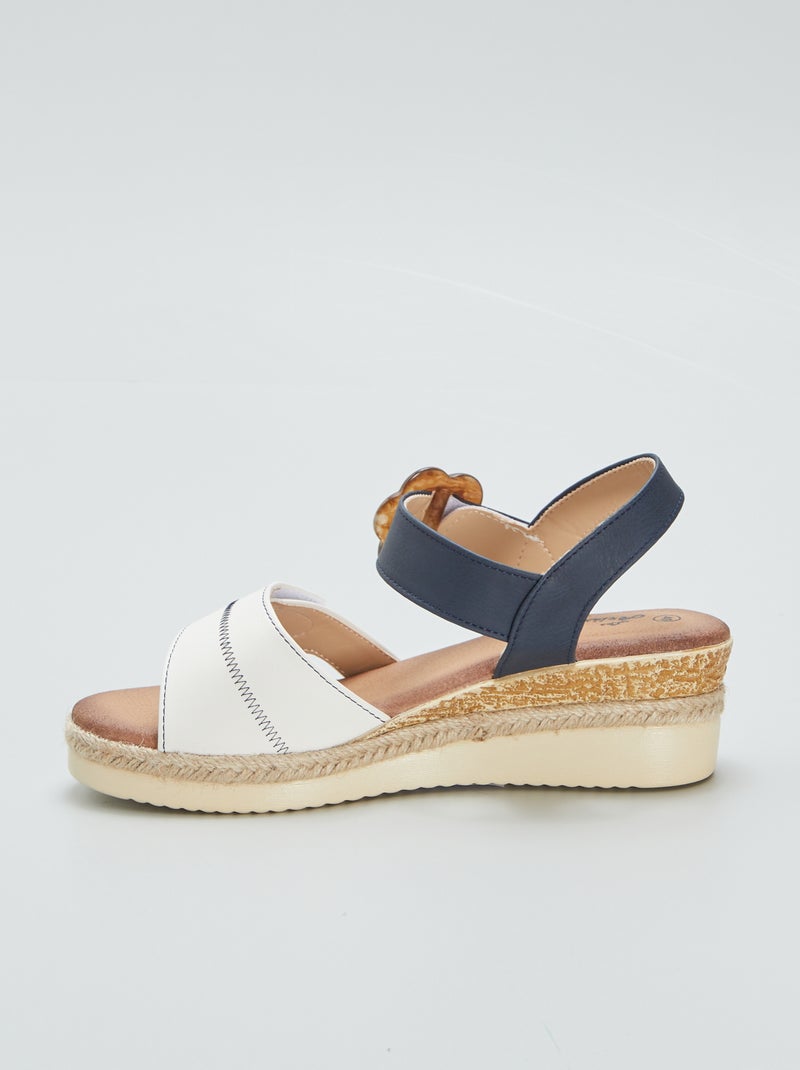 Sandalen met plateauzool en klittenbanden WIT - Kiabi