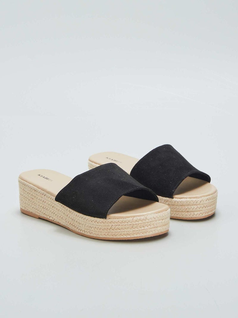 Sandalen met plateauzool ZWART - Kiabi