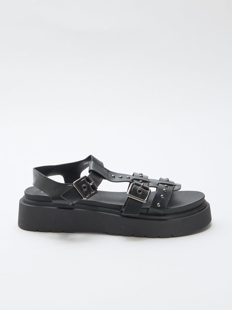 Sandalen met plateauzool Zwart - Kiabi