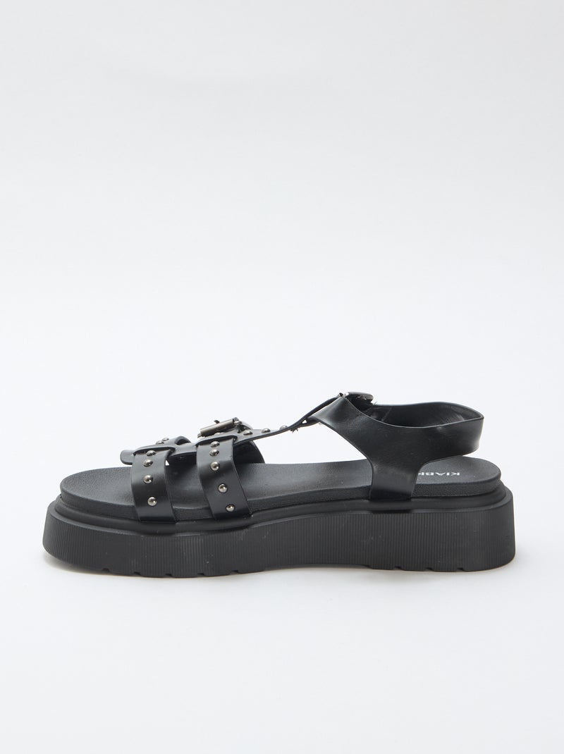 Sandalen met plateauzool Zwart - Kiabi