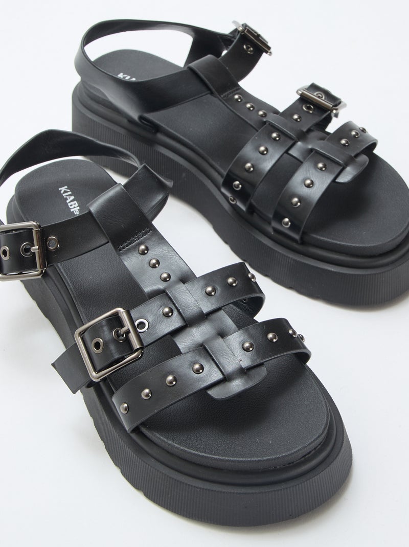 Sandalen met plateauzool Zwart - Kiabi