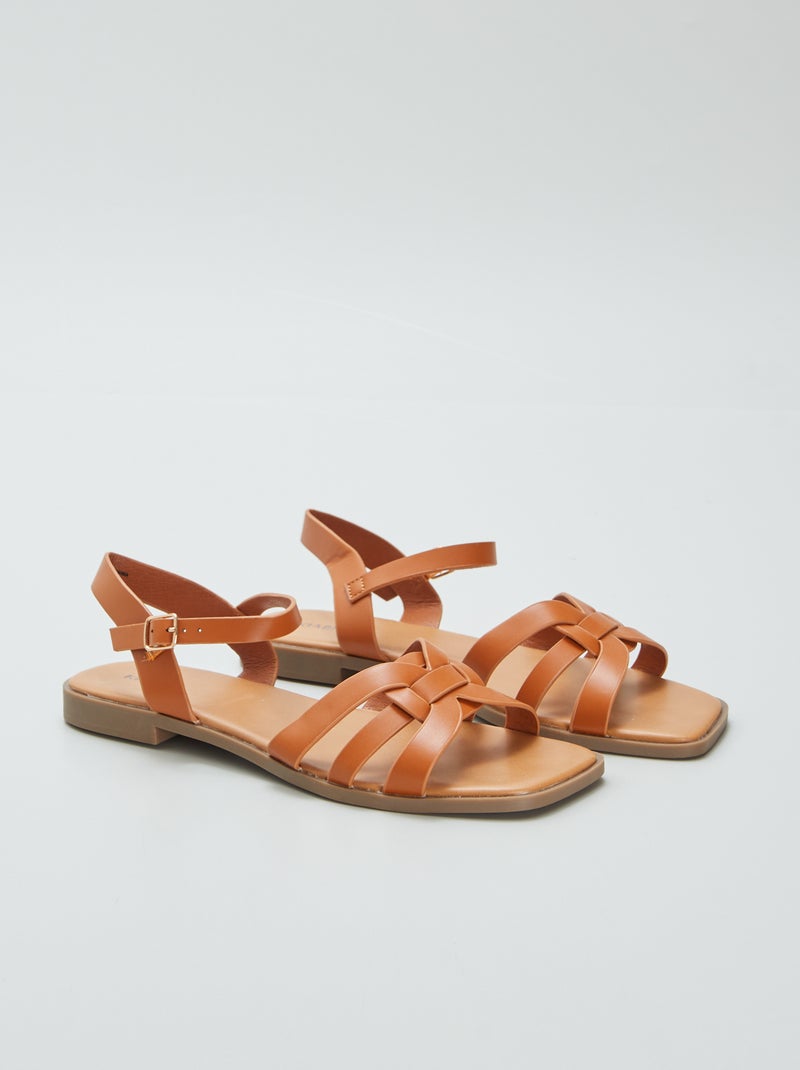 Sandalen met riempje en gesp BRUIN - Kiabi