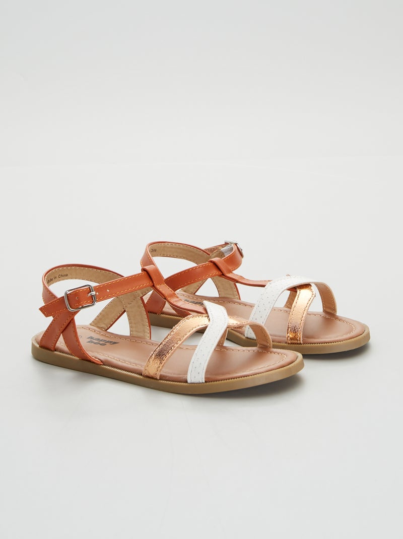 Sandalen met riempjes bruin - Kiabi