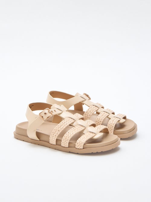 Sandalen met riempjes van stro - Kiabi