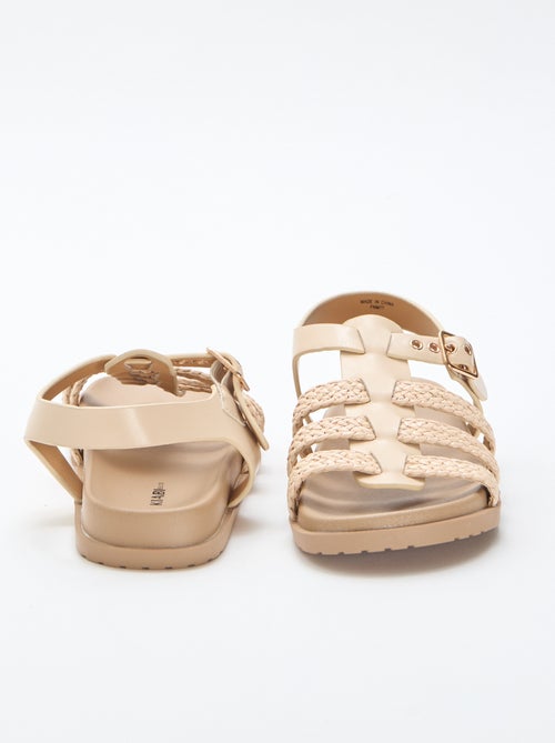 Sandalen met riempjes van stro - Kiabi