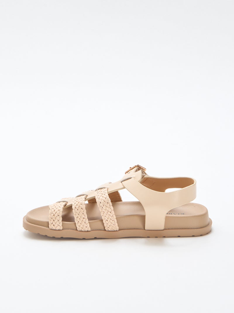Sandalen met riempjes van stro Biege - Kiabi