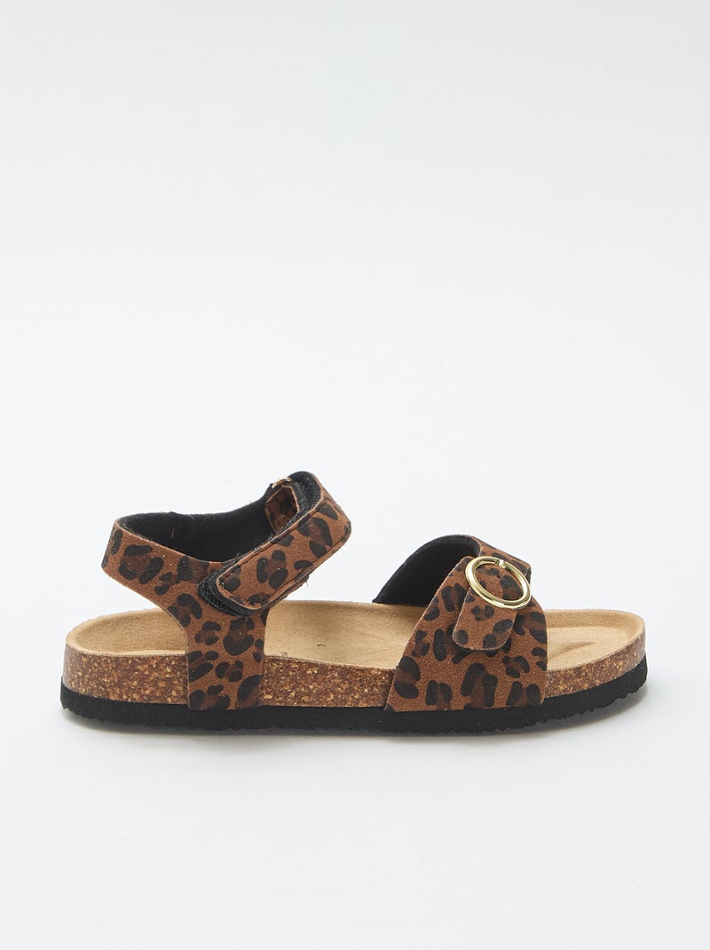 Sandalen met ronde gesp Bruin - Kiabi