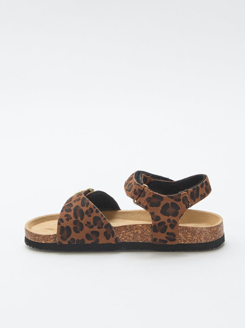 Sandalen met ronde gesp Bruin - Kiabi