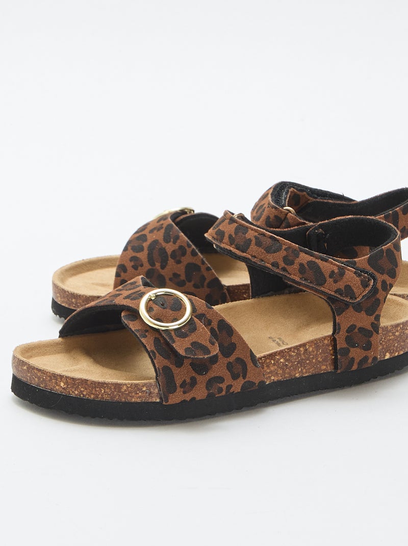 Sandalen met ronde gesp Bruin - Kiabi