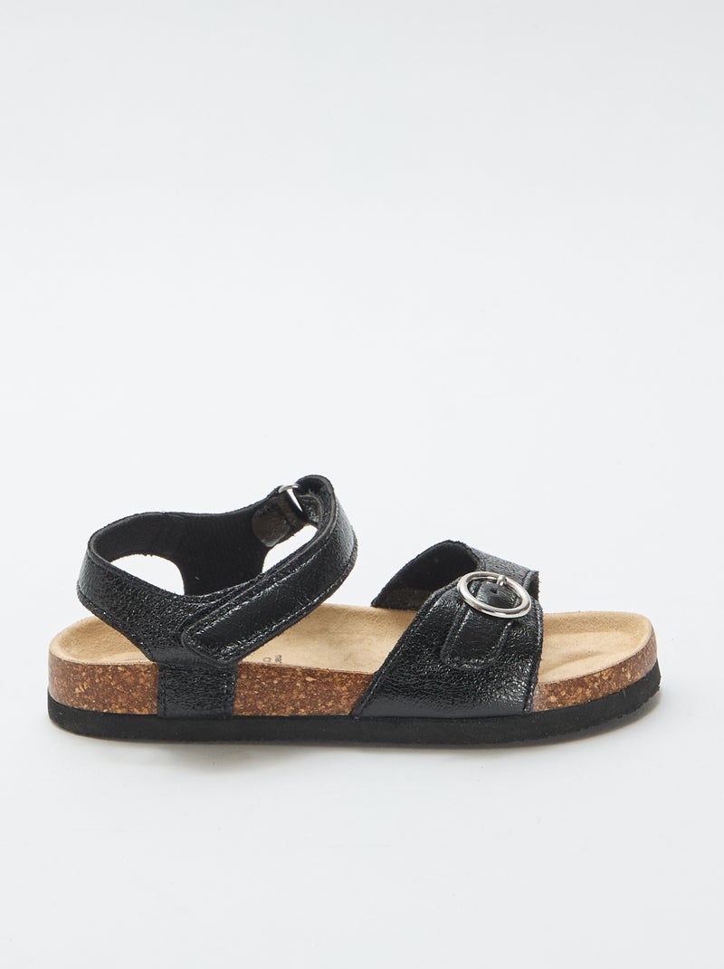 Sandalen met ronde gesp Zwart - Kiabi