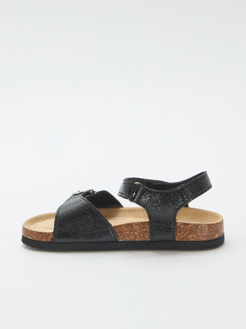 Sandalen met ronde gesp Zwart - Kiabi