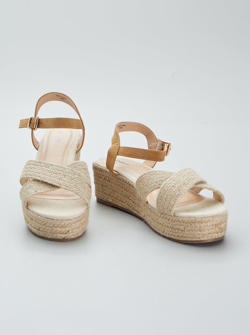 Sandalen met sleehak Beige - Kiabi