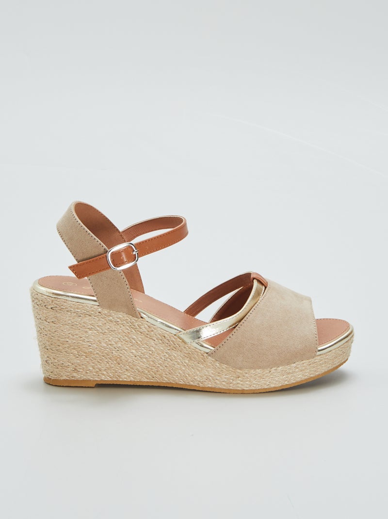 Sandalen met sleehak BRUIN - Kiabi