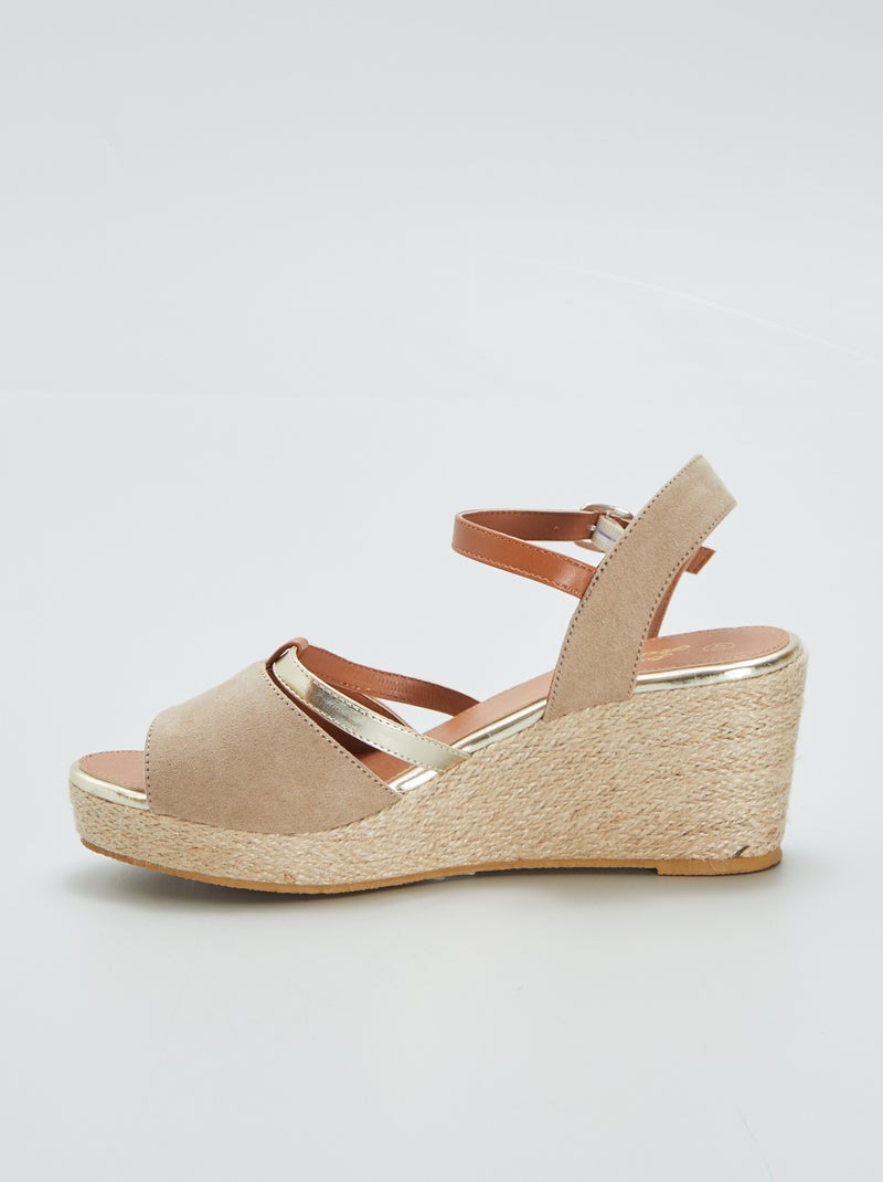 Sandalen met sleehak BRUIN - Kiabi
