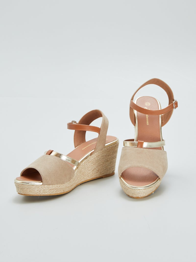 Sandalen met sleehak BRUIN - Kiabi