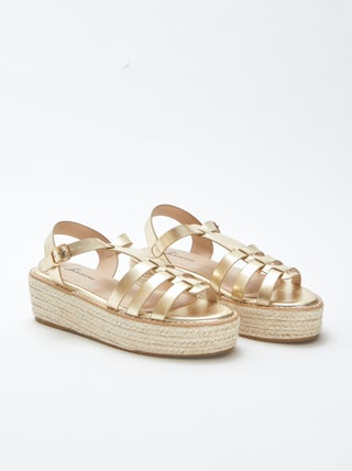 Sandalen met sleehak en touwzool