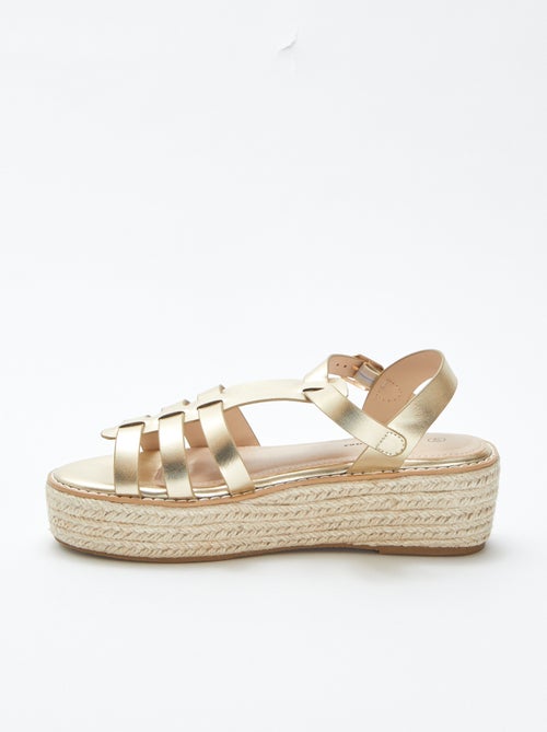 Sandalen met sleehak en touwzool - Kiabi