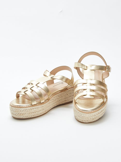 Sandalen met sleehak en touwzool - Kiabi