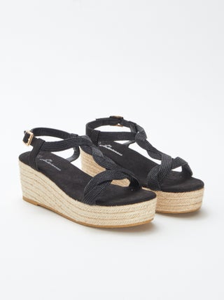 Sandalen met sleehak en touwzool