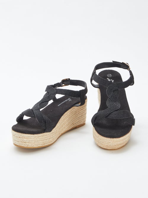 Sandalen met sleehak en touwzool - Kiabi