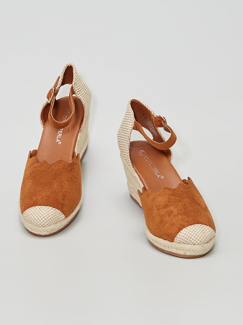 Sandalen met sleehak khaki - Kiabi