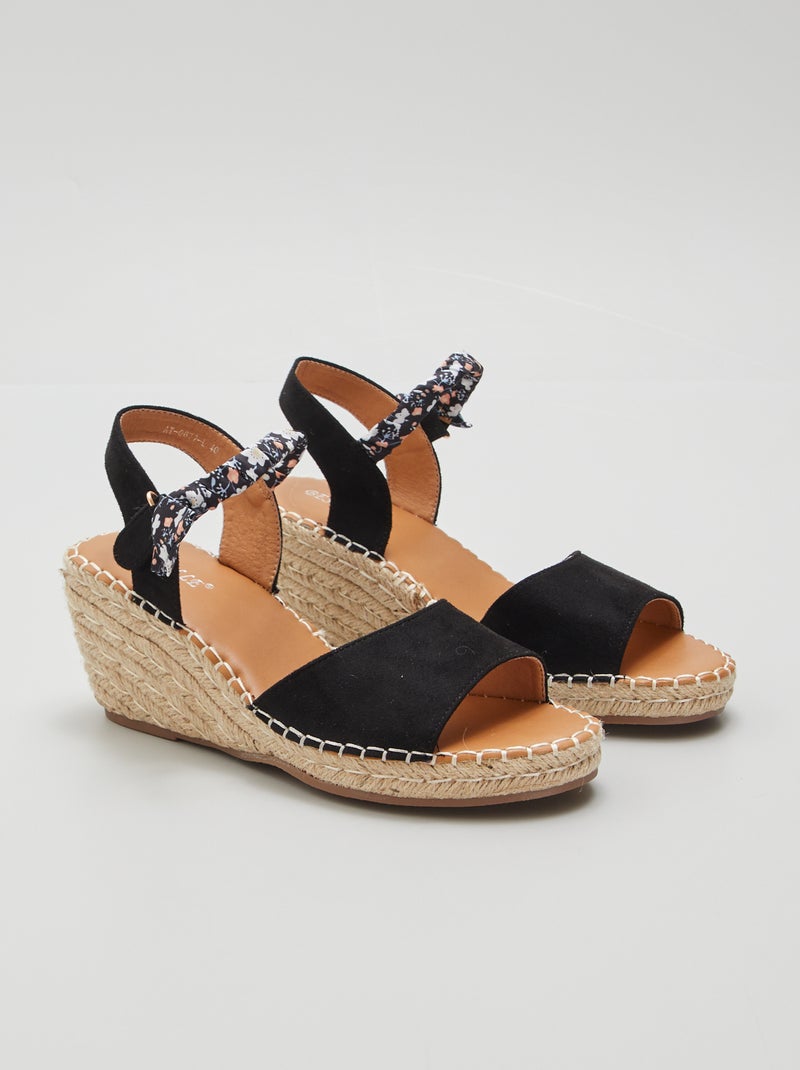 Sandalen met sleehak ZWART - Kiabi