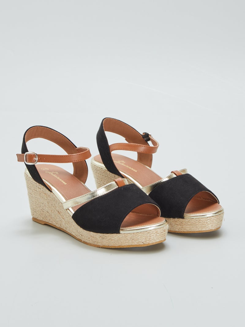 Sandalen met sleehak ZWART - Kiabi