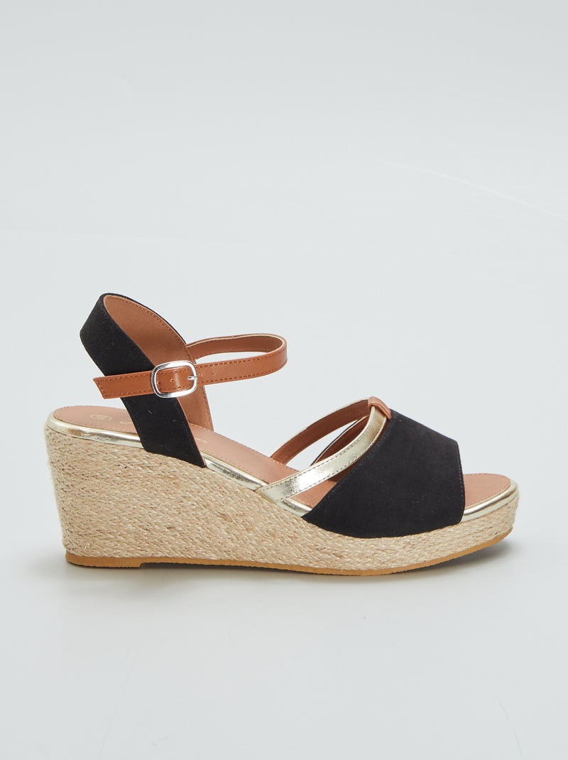 Sandalen met sleehak ZWART - Kiabi