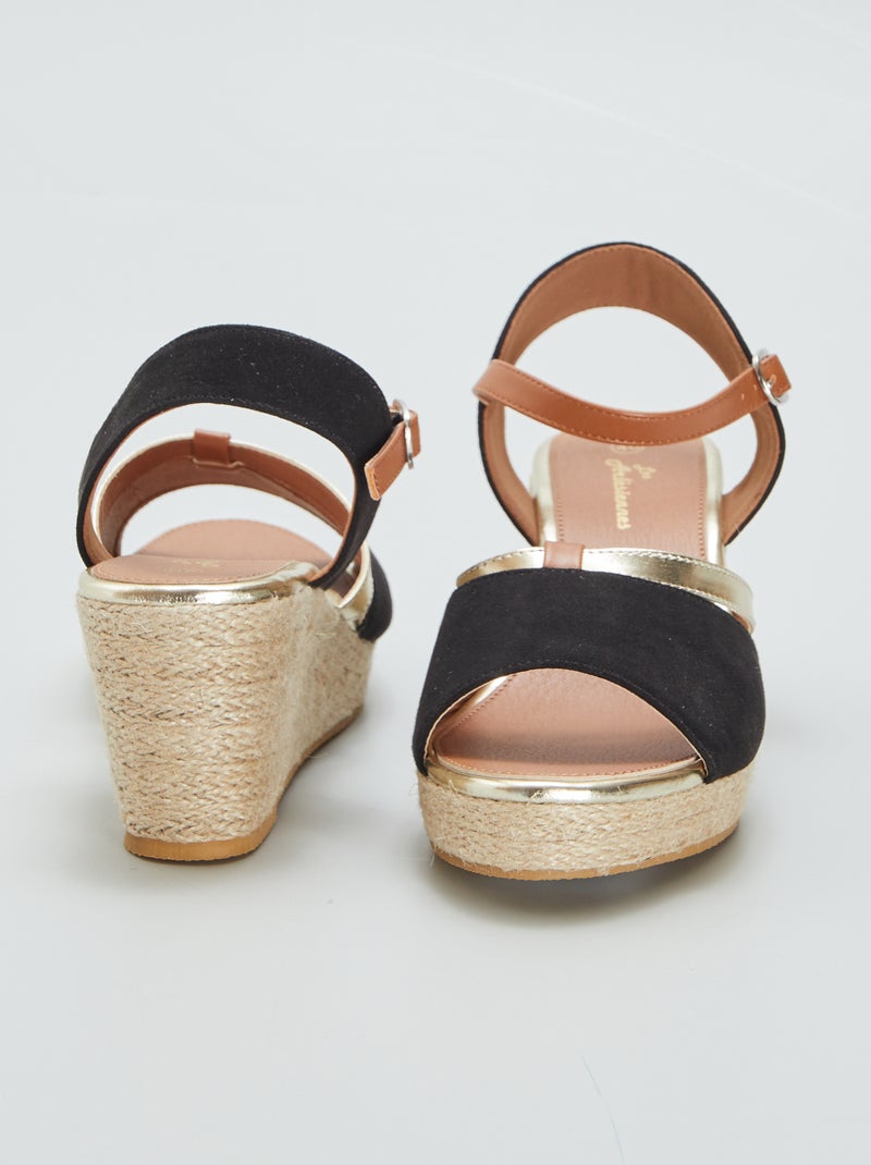 Sandalen met sleehak ZWART - Kiabi