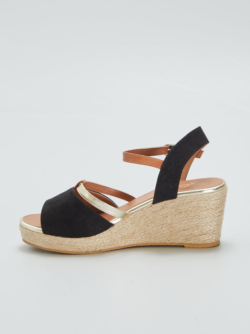 Sandalen met sleehak ZWART - Kiabi