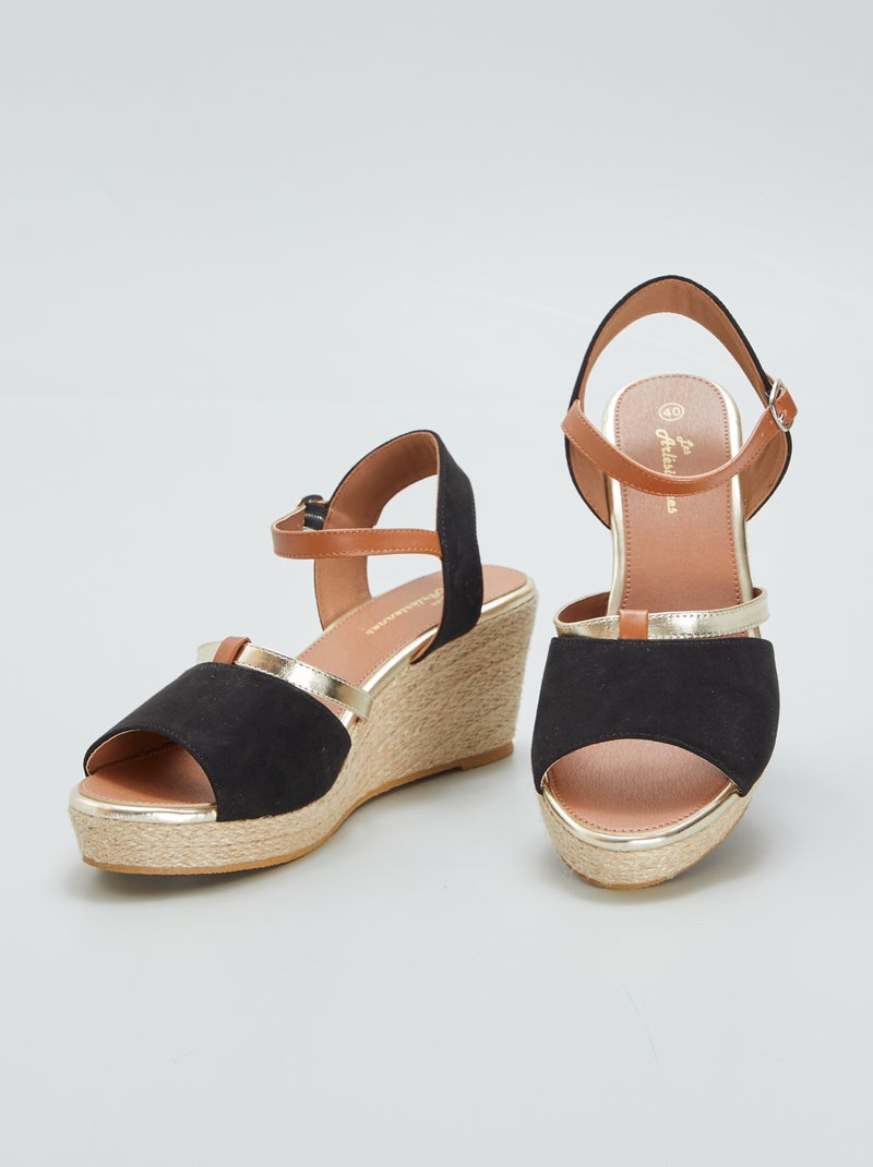 Sandalen met sleehak ZWART - Kiabi