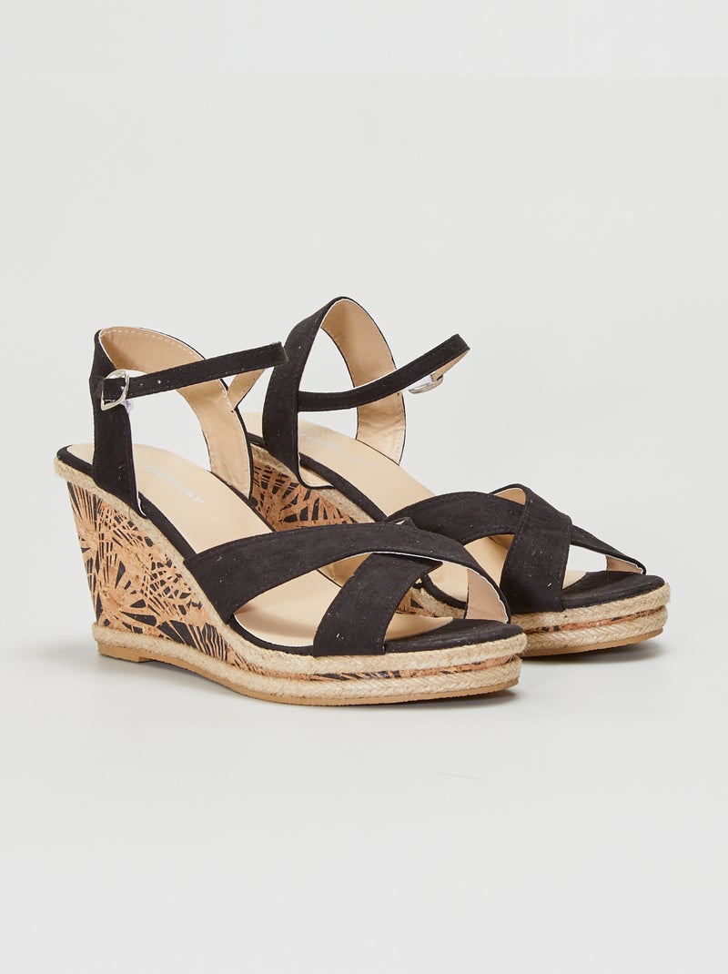 Sandalen met sleehak zwart - Kiabi