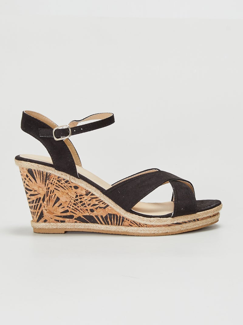 Sandalen met sleehak zwart - Kiabi