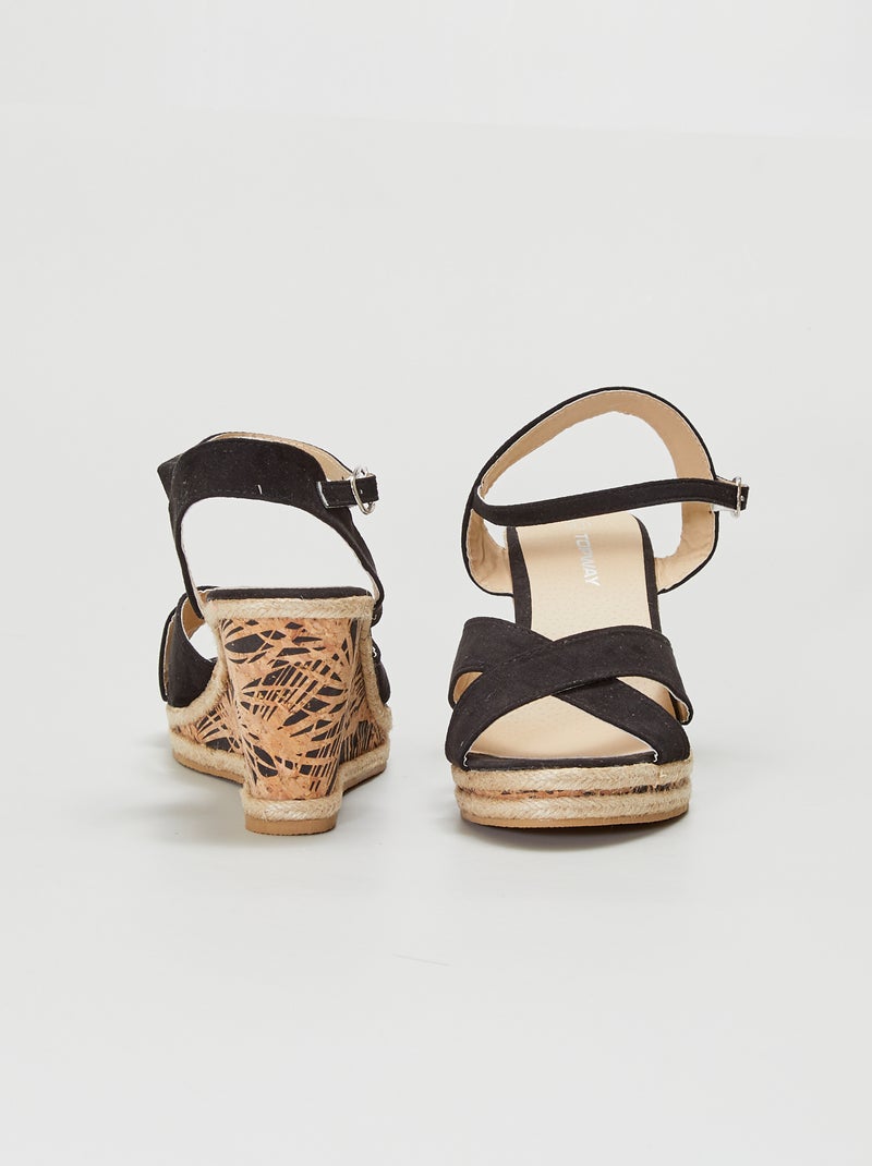 Sandalen met sleehak zwart - Kiabi