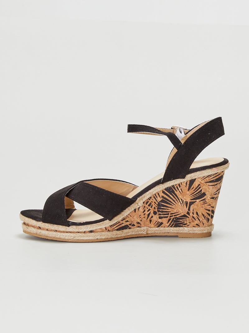 Sandalen met sleehak zwart - Kiabi