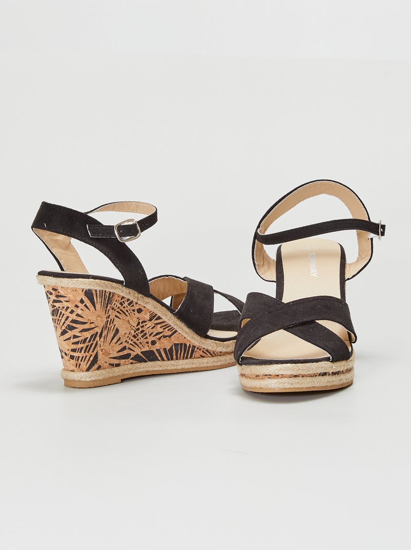 Sandalen met sleehak zwart - Kiabi