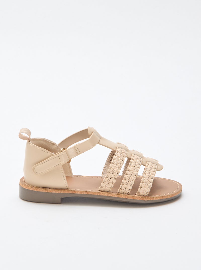 Sandalen met 'stro' bandjes Biege - Kiabi