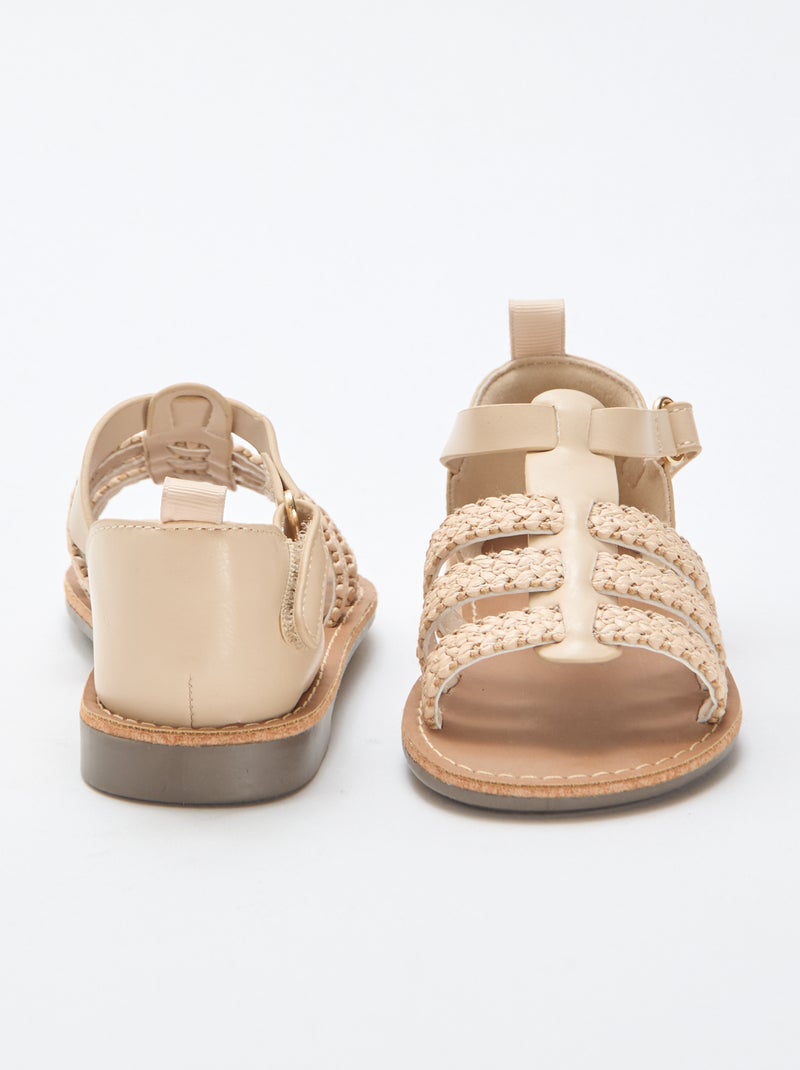 Sandalen met 'stro' bandjes Biege - Kiabi