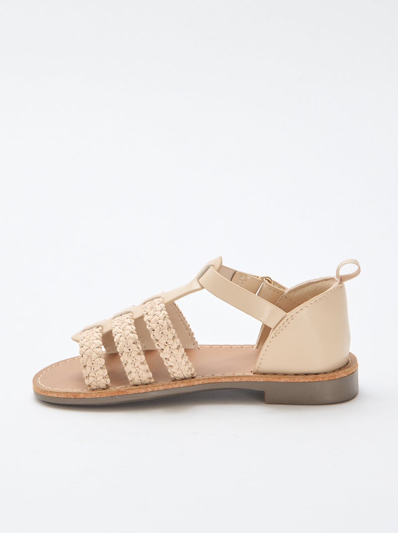 Sandalen met 'stro' bandjes Biege - Kiabi