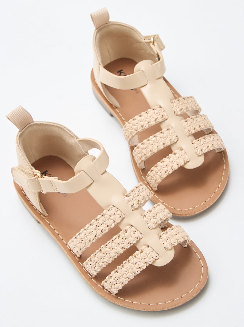 Sandalen met 'stro' bandjes Biege - Kiabi